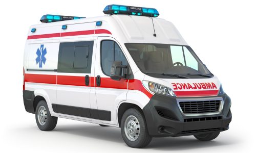 Ambulance car isolated on white. 3d illustration